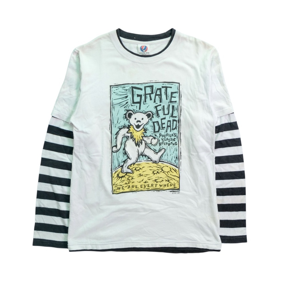2007 Grateful Dead "Bear" long sleeve shirt with striped sleeves